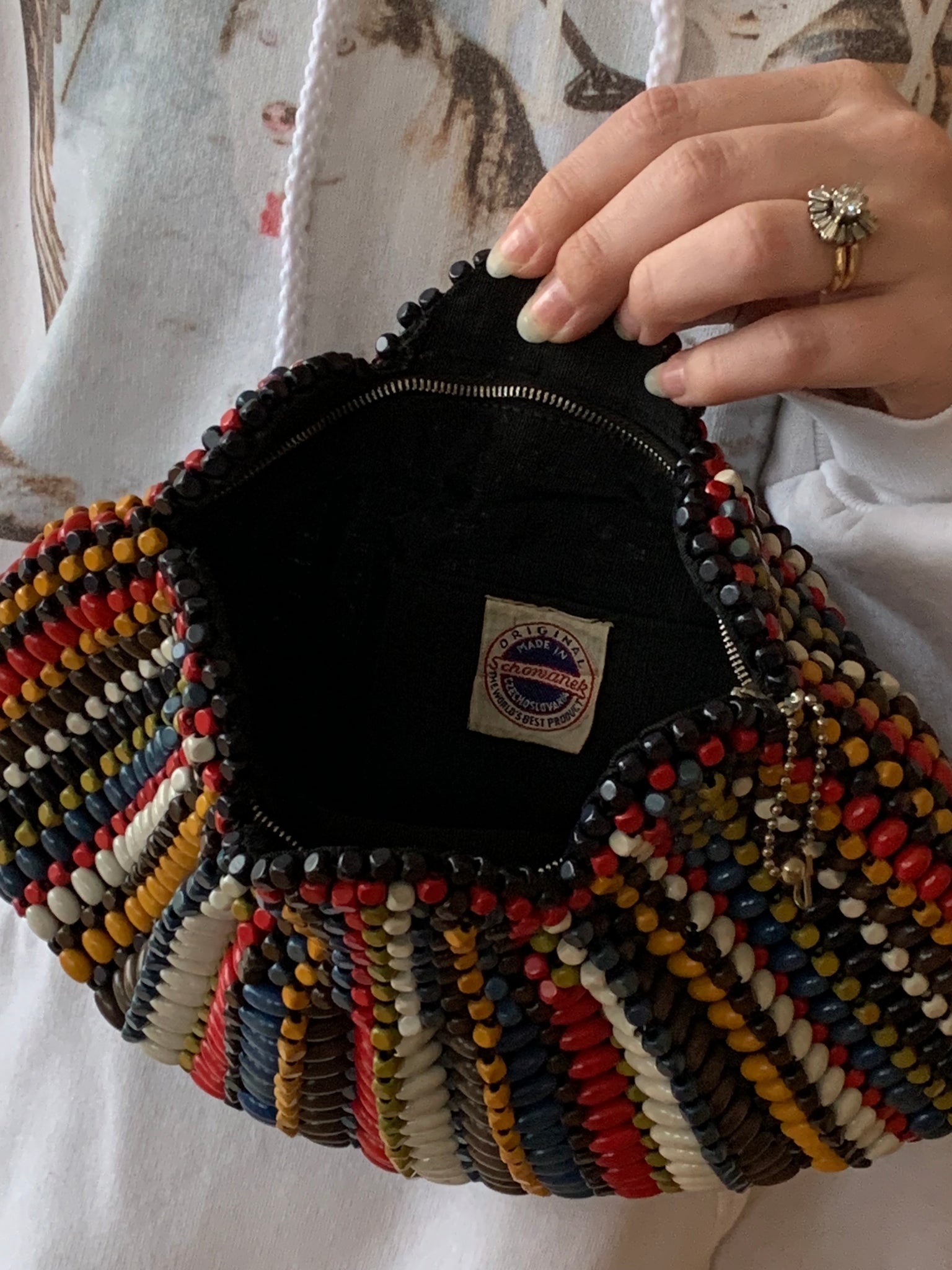 Colorful vintage beaded clutch bag
