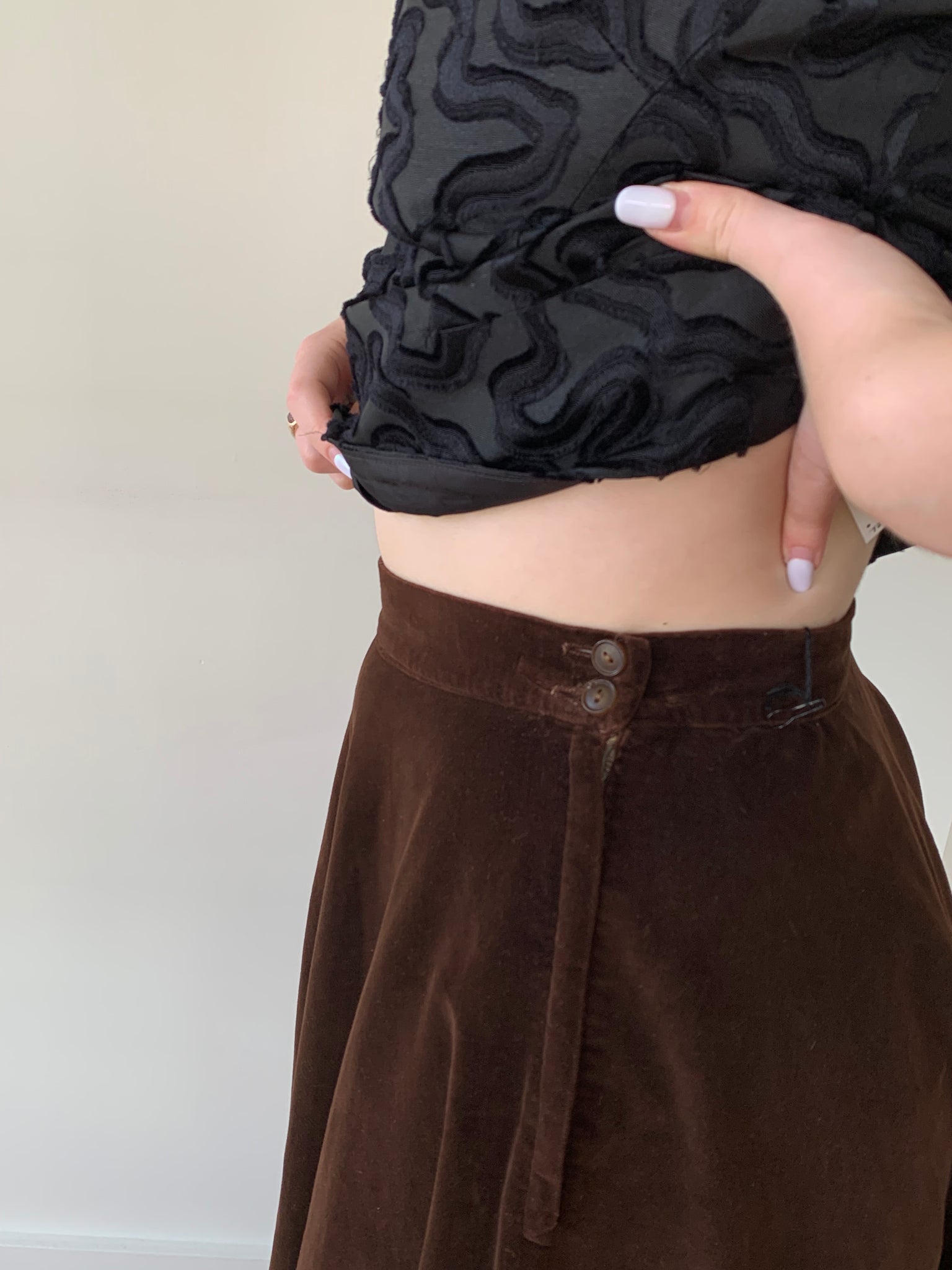 Brown velvet vintage skirt