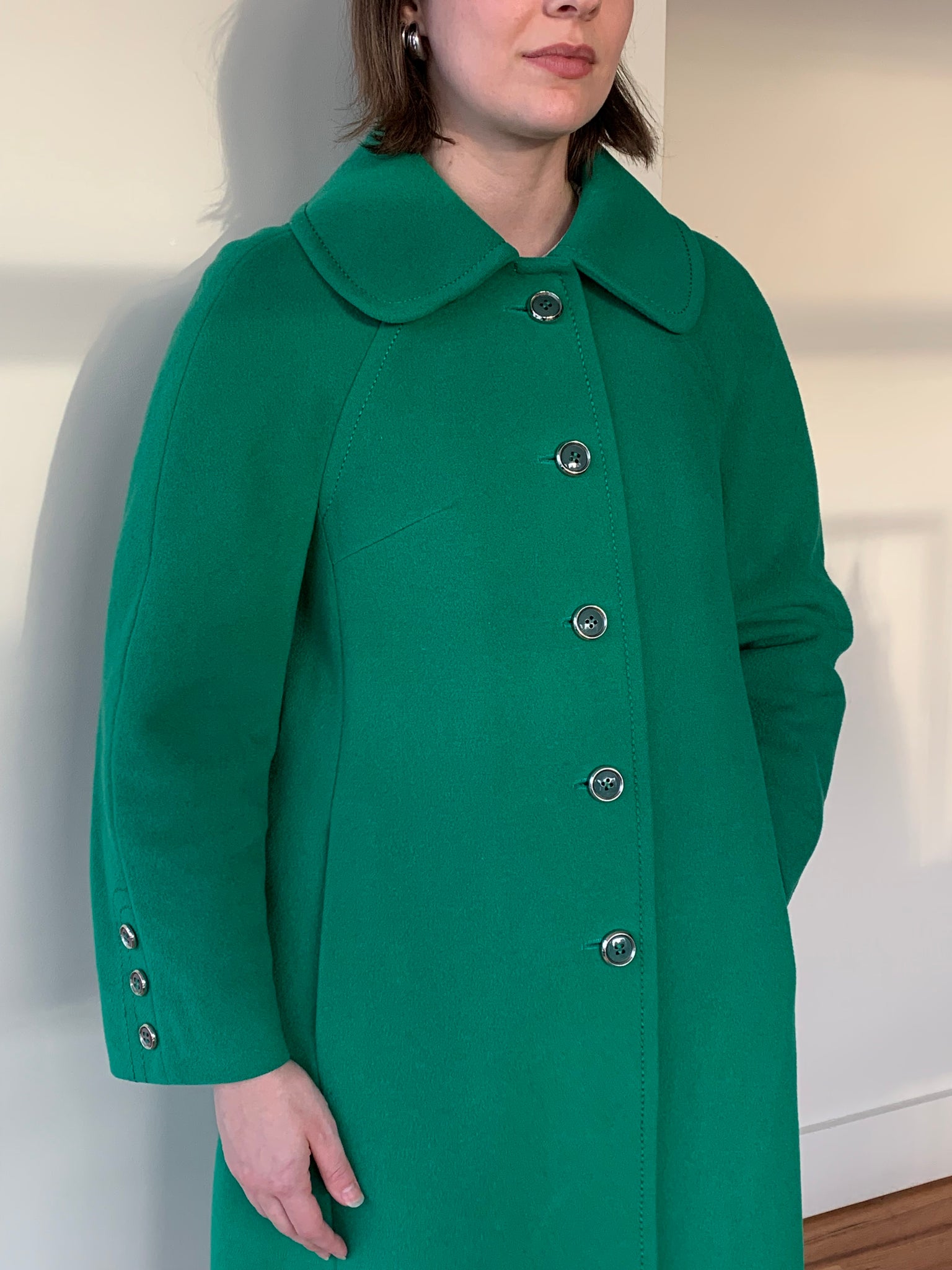 1970s green pea coat