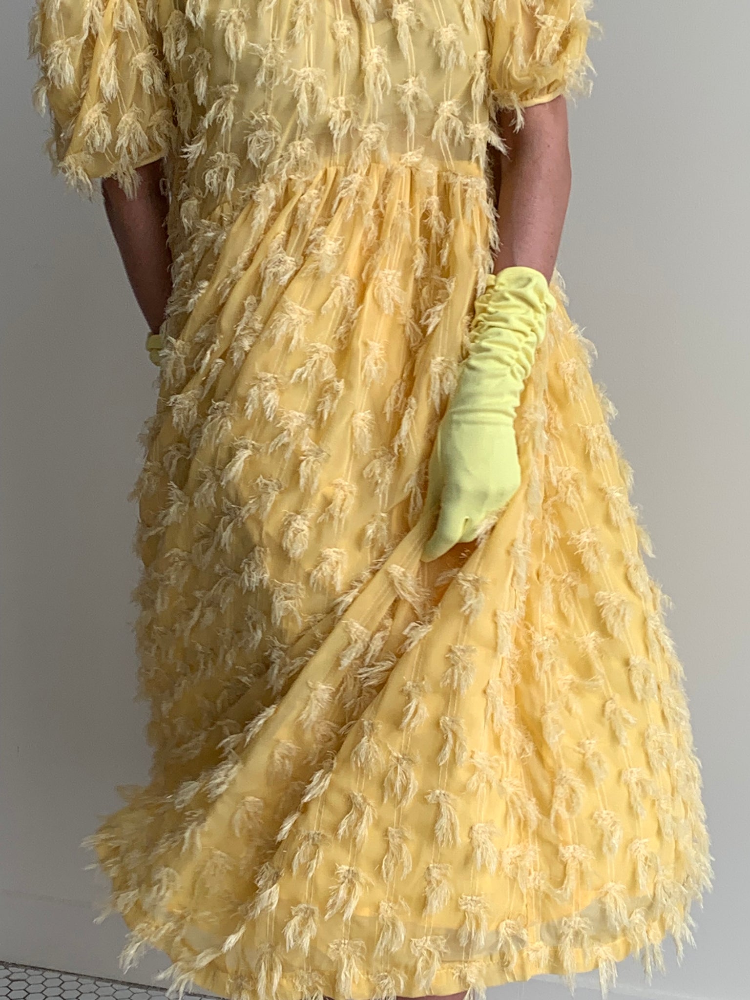Yellow tufted dress