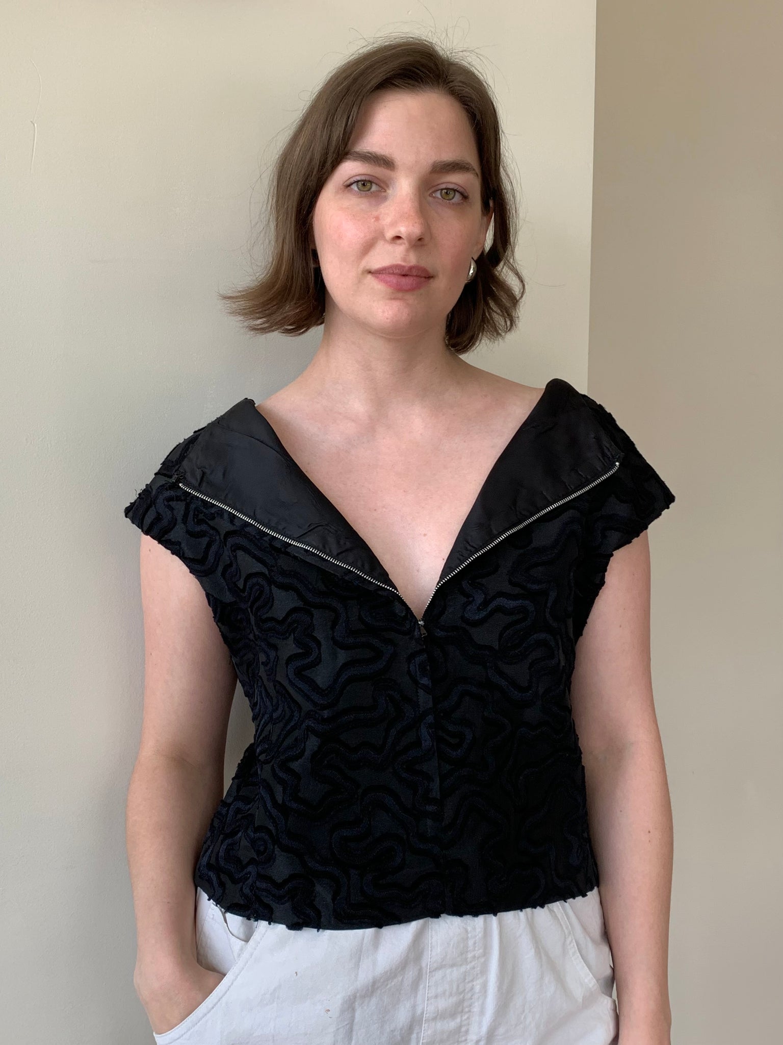 Vintage jacquard structured top