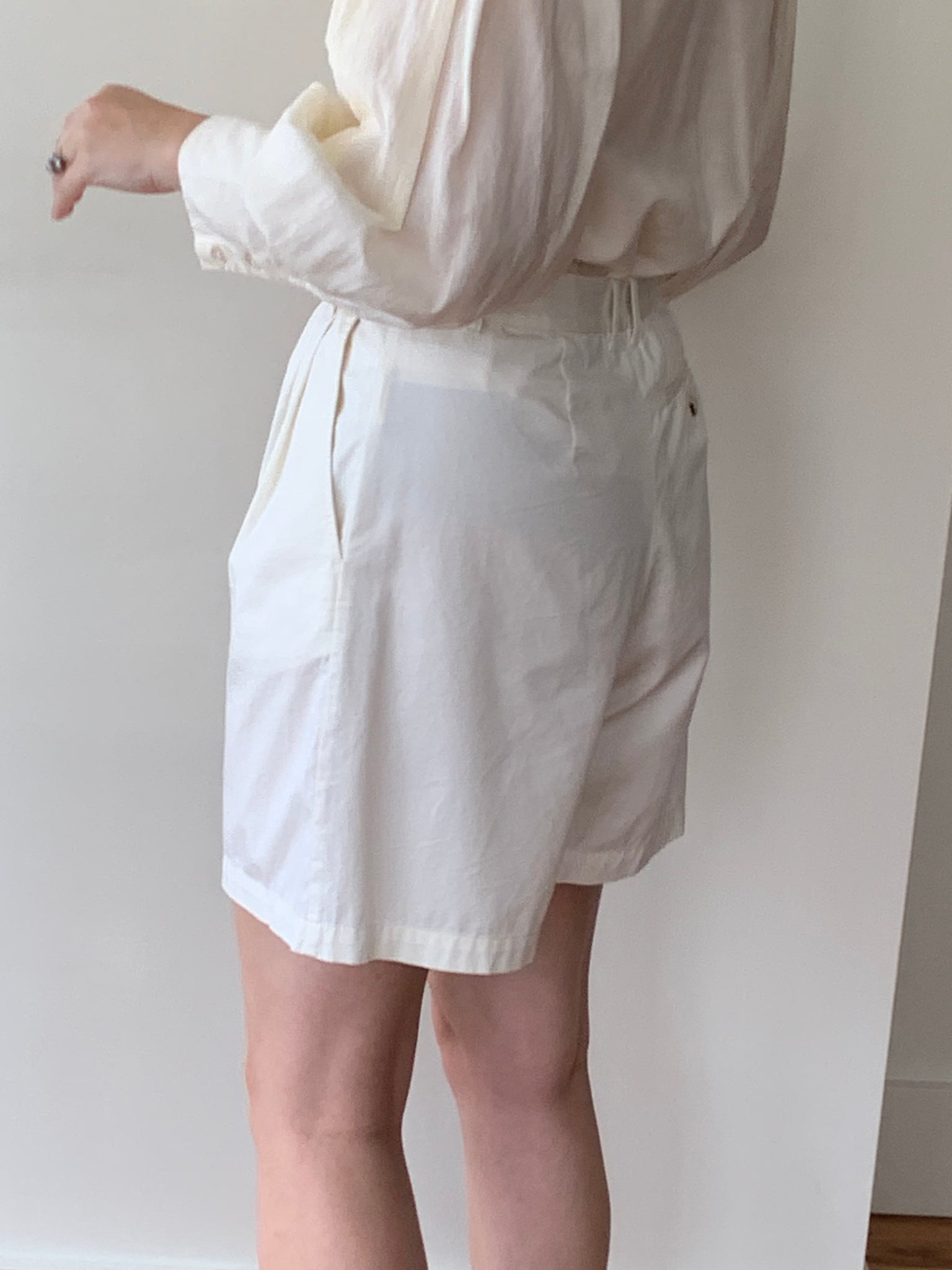 DÔEN cream trouser shorts