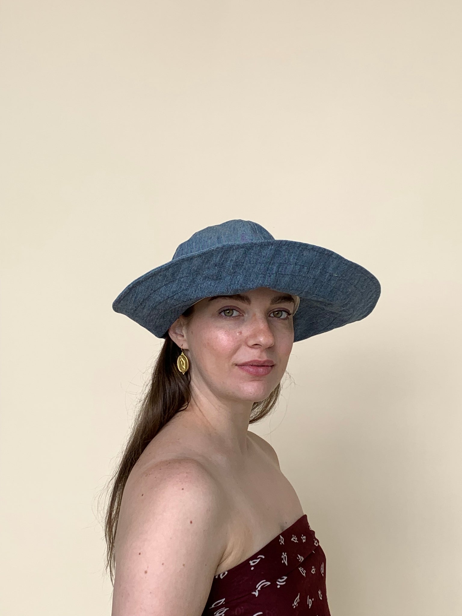1950s chambray sun hat
