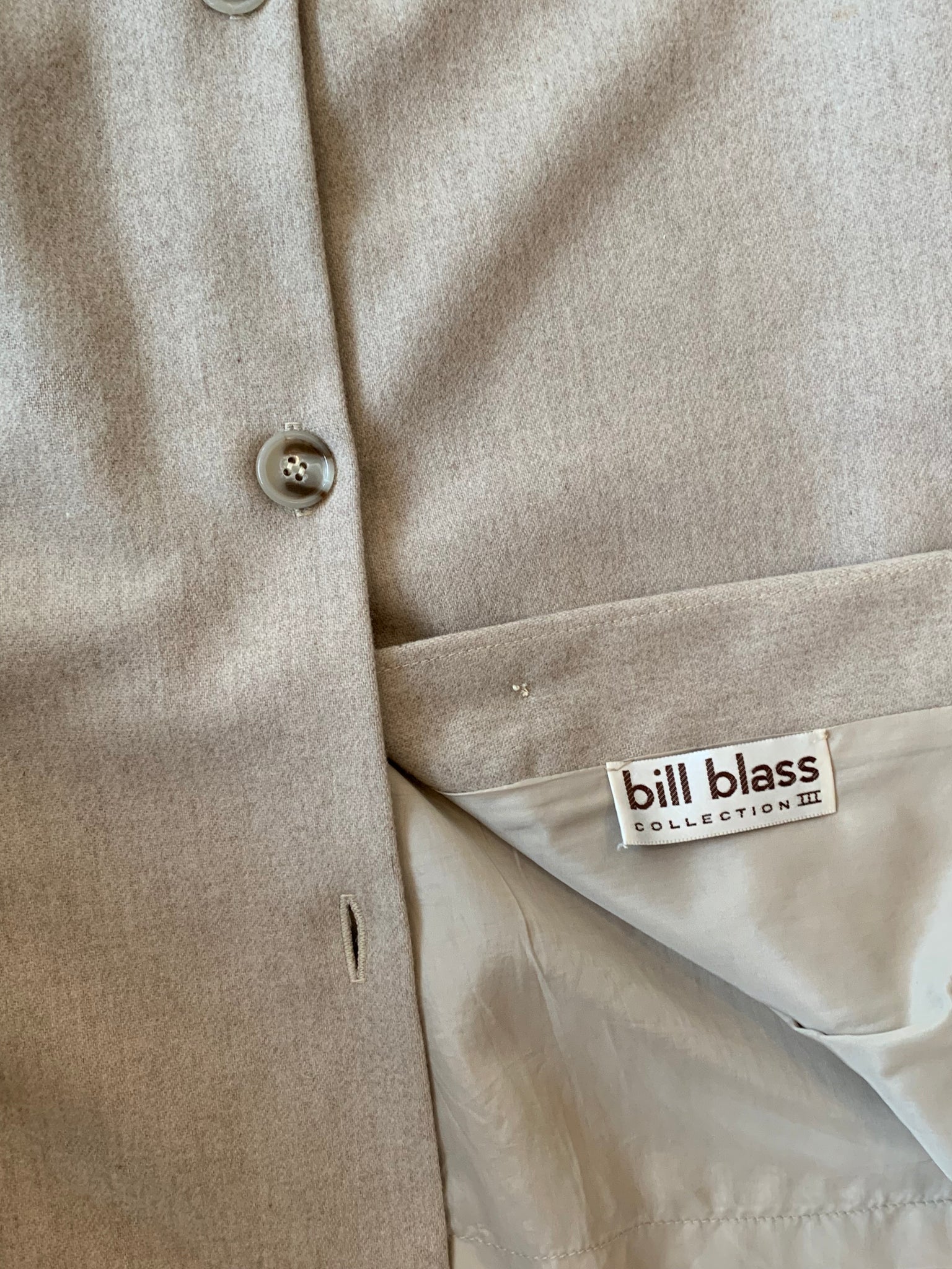 bill blass wool and velvet dress coat