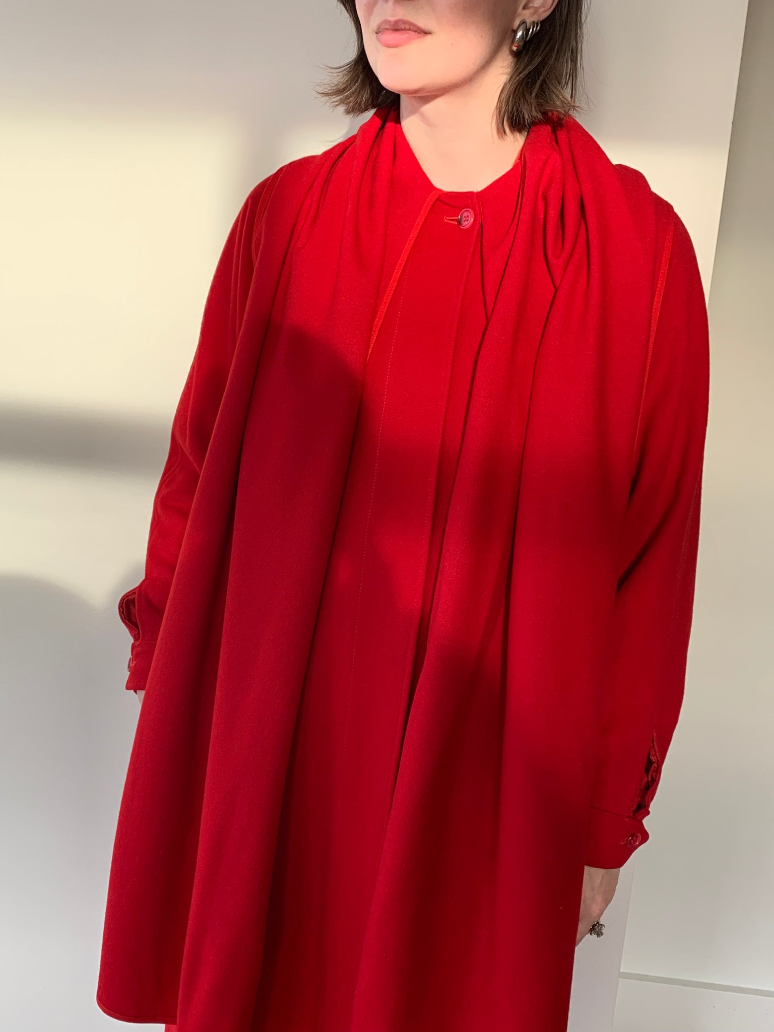 Burberry red wool coat