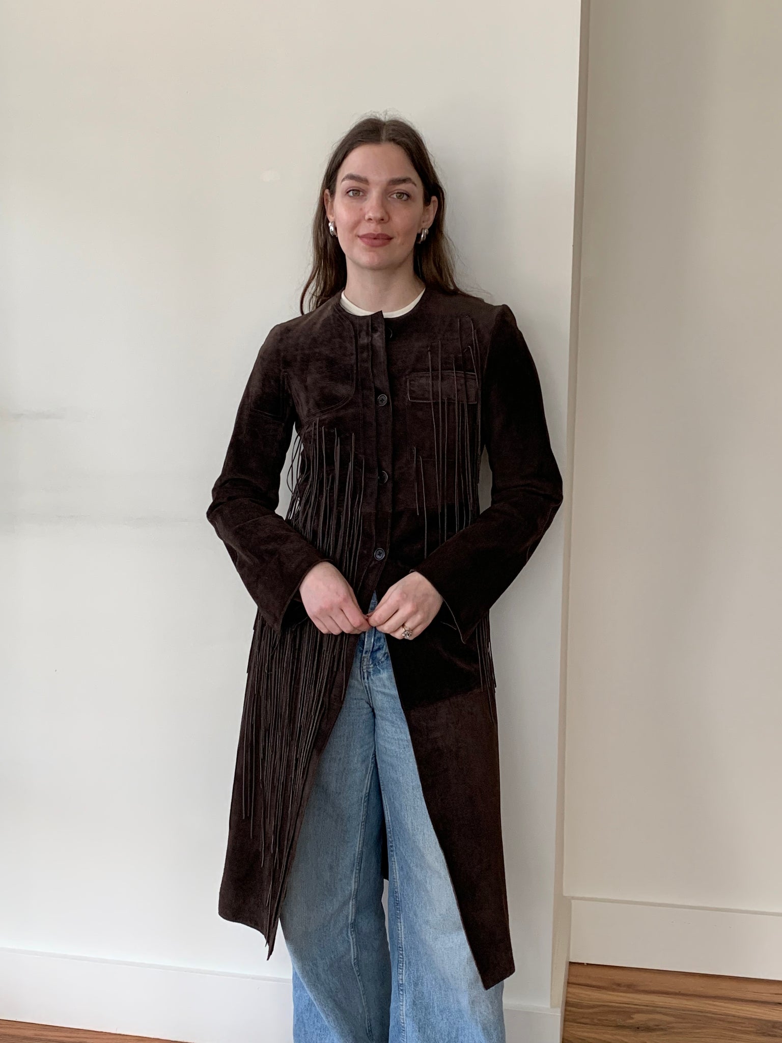 Max Azria suede fringe jacket