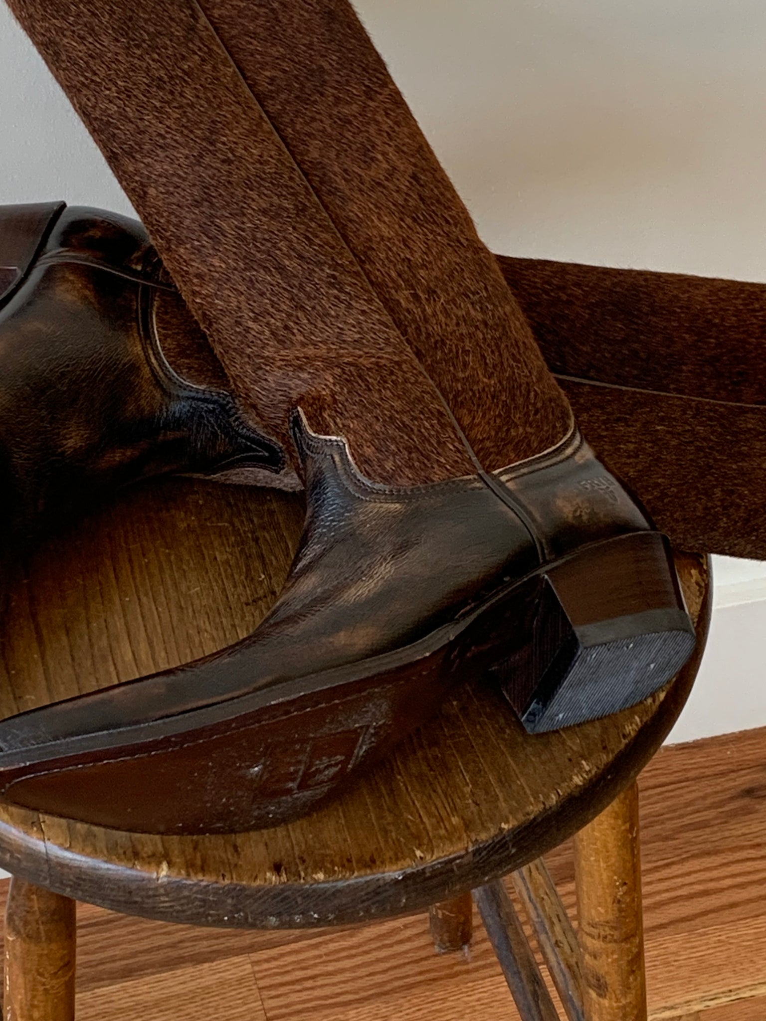 Frye brown fur western boots