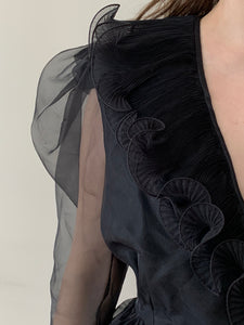 70s organza peplum top