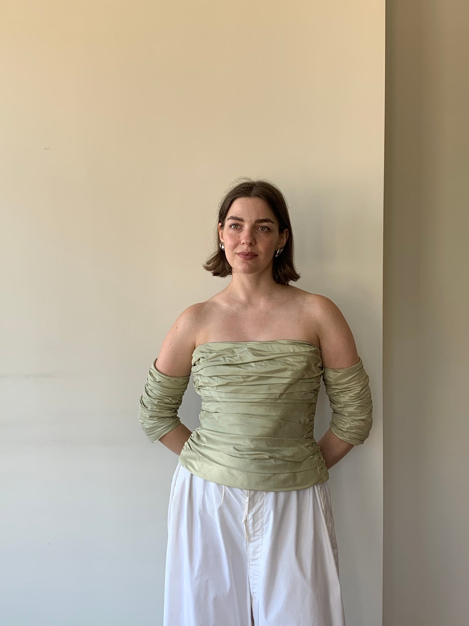 Gathered silk top