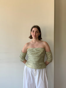 Gathered silk top
