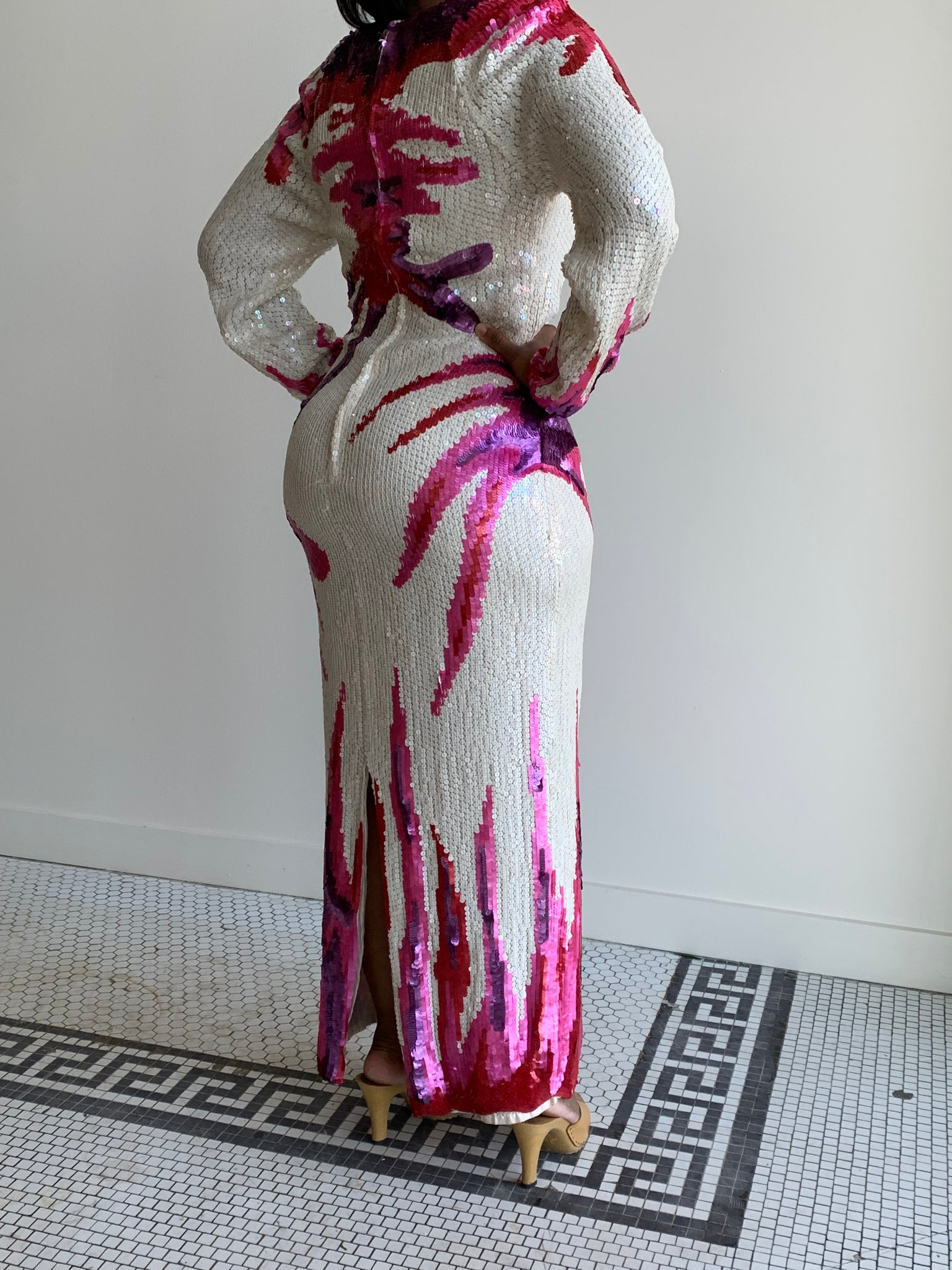 1970s sequined maxi dress