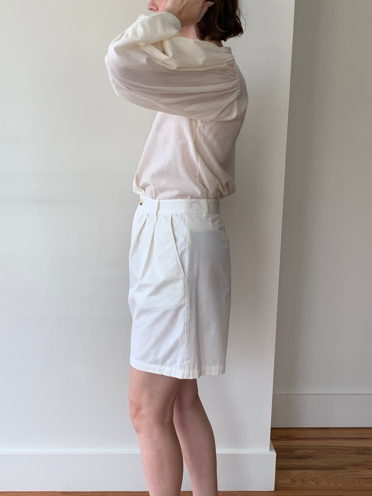 DÔEN cream trouser shorts