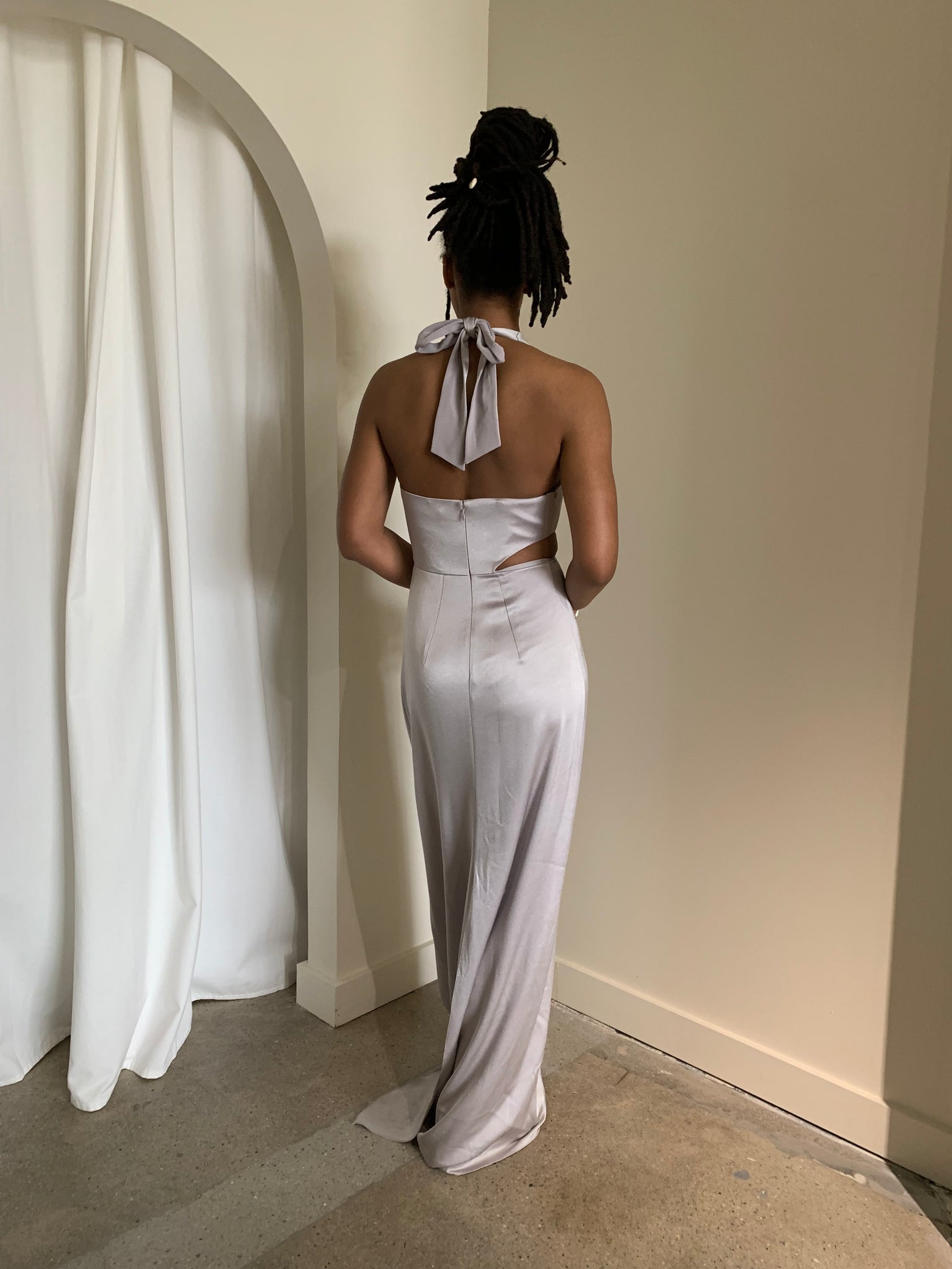 Silver halter dress