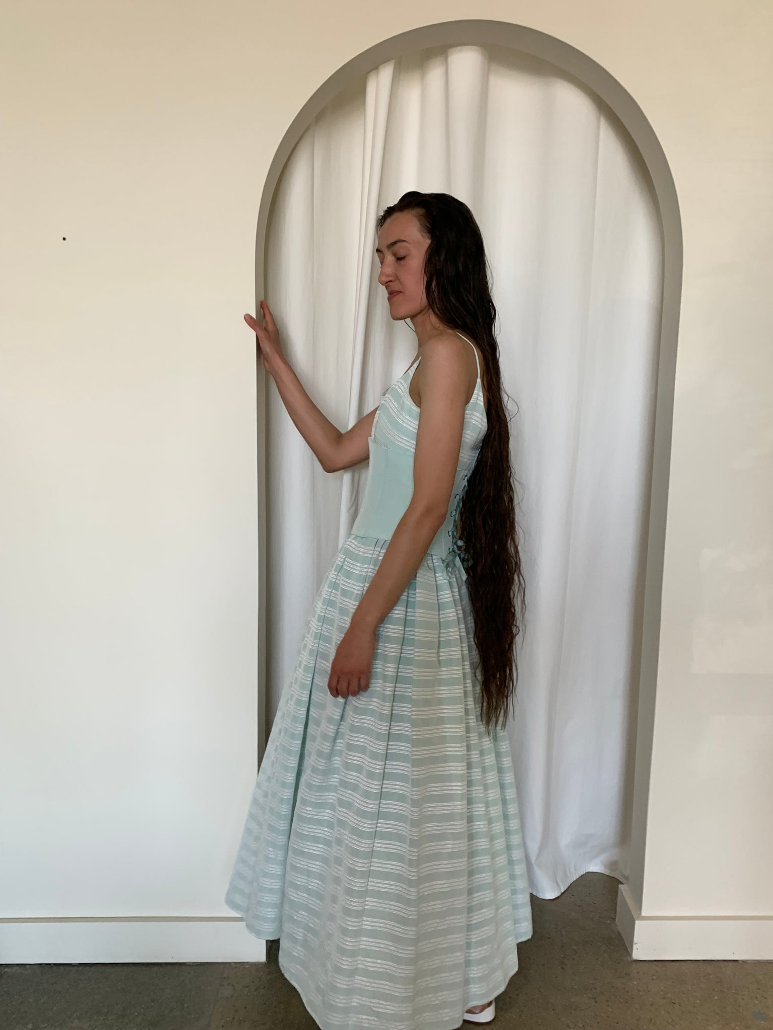 Striped princess dress with corset