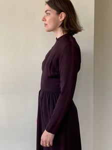 1940s purple long sleeve dress