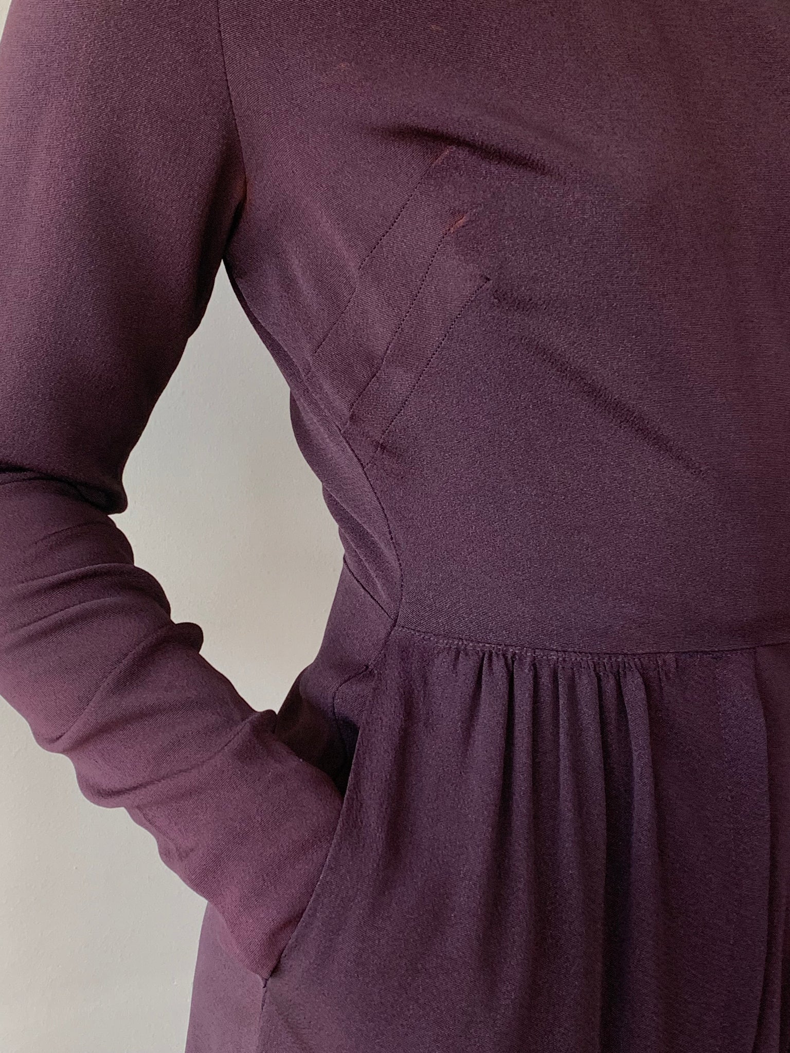 1940s purple long sleeve dress