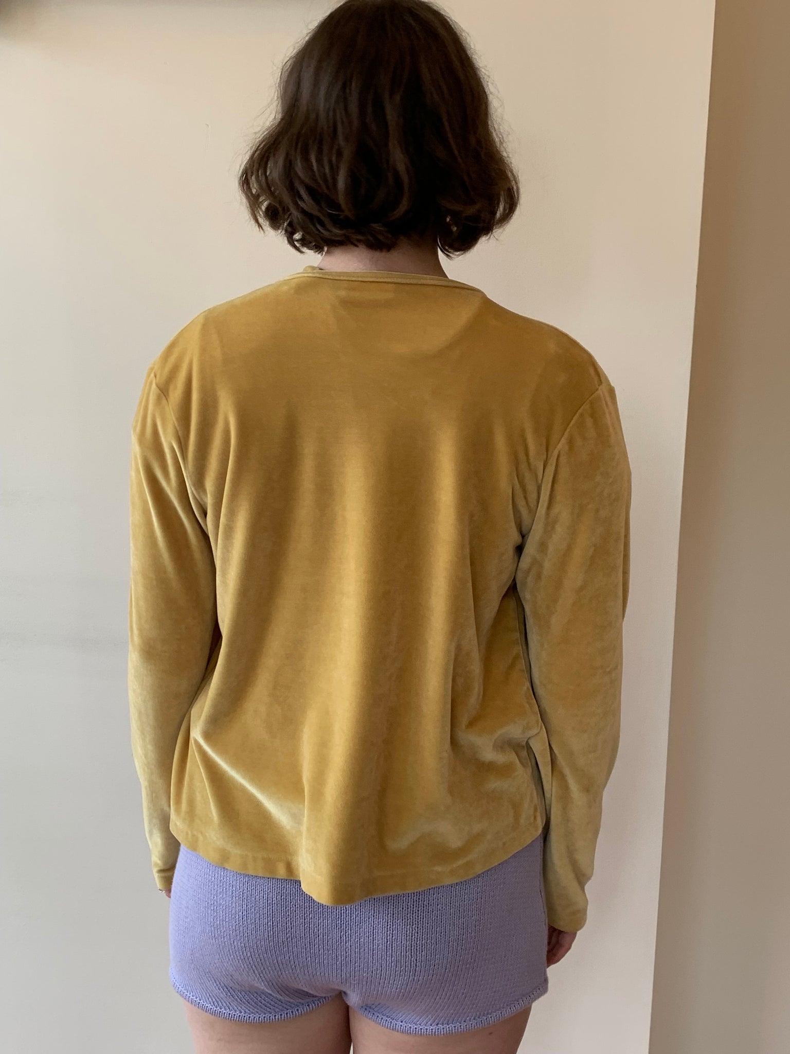 Vintage yellow velour cardigan set