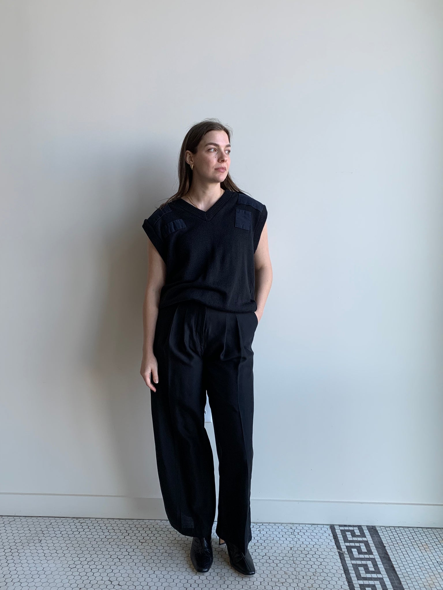 navy utilitarian sweater vest