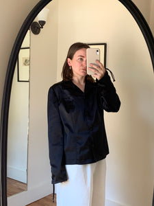 Black satin shirt jacket