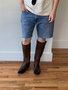 Frye brown fur western boots