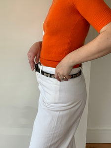 Vintage silver and leather belt
