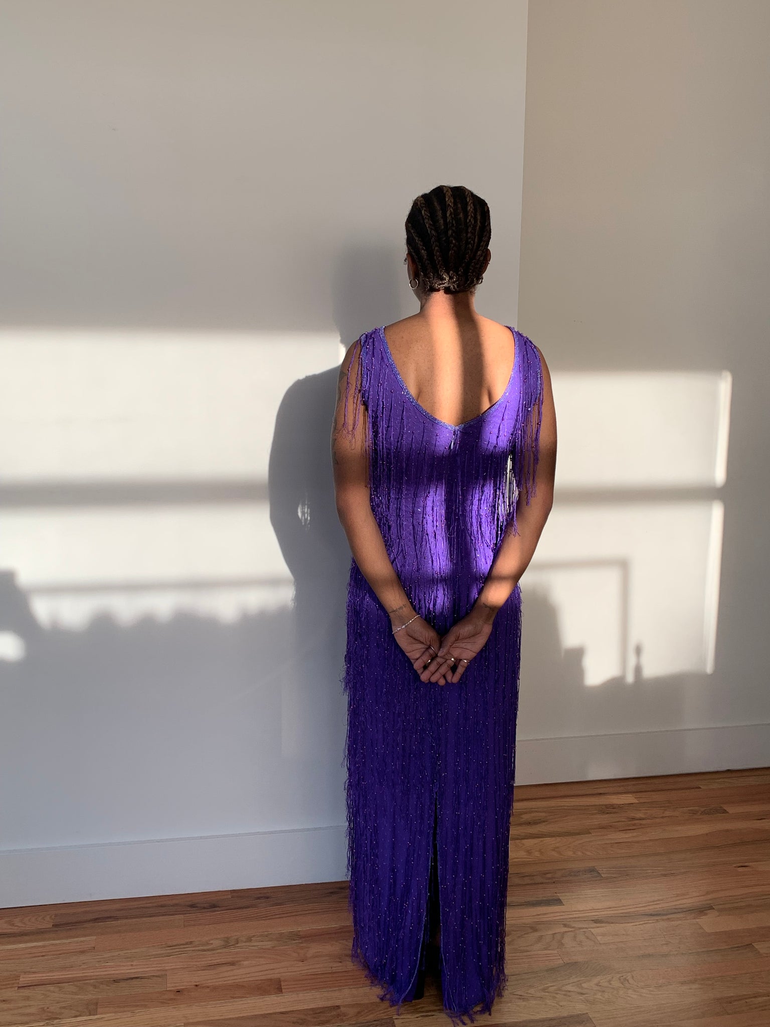 Beaded fringe maxi dress