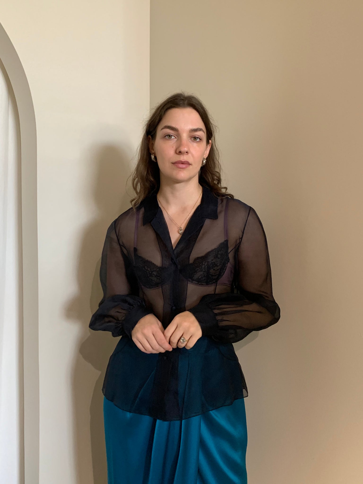 yves saint laurent silk organza blouse