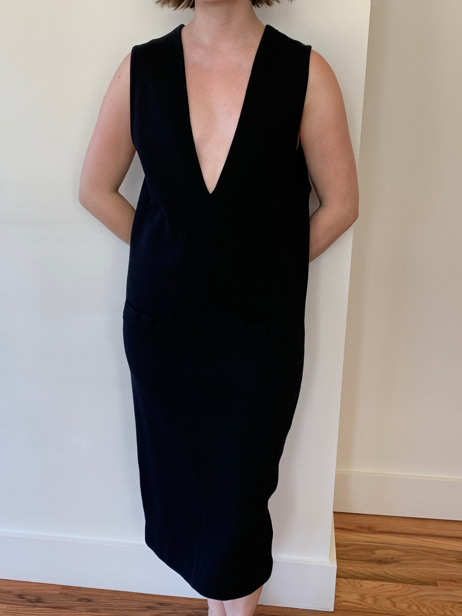 Wool vneck midi dress