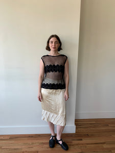 Black knit mesh tank