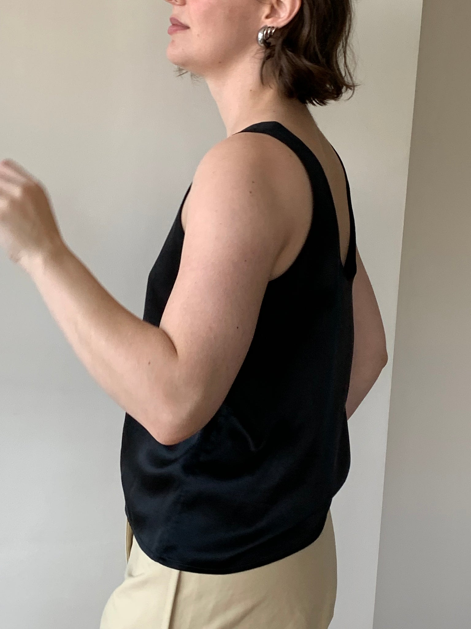 Black silk tank
