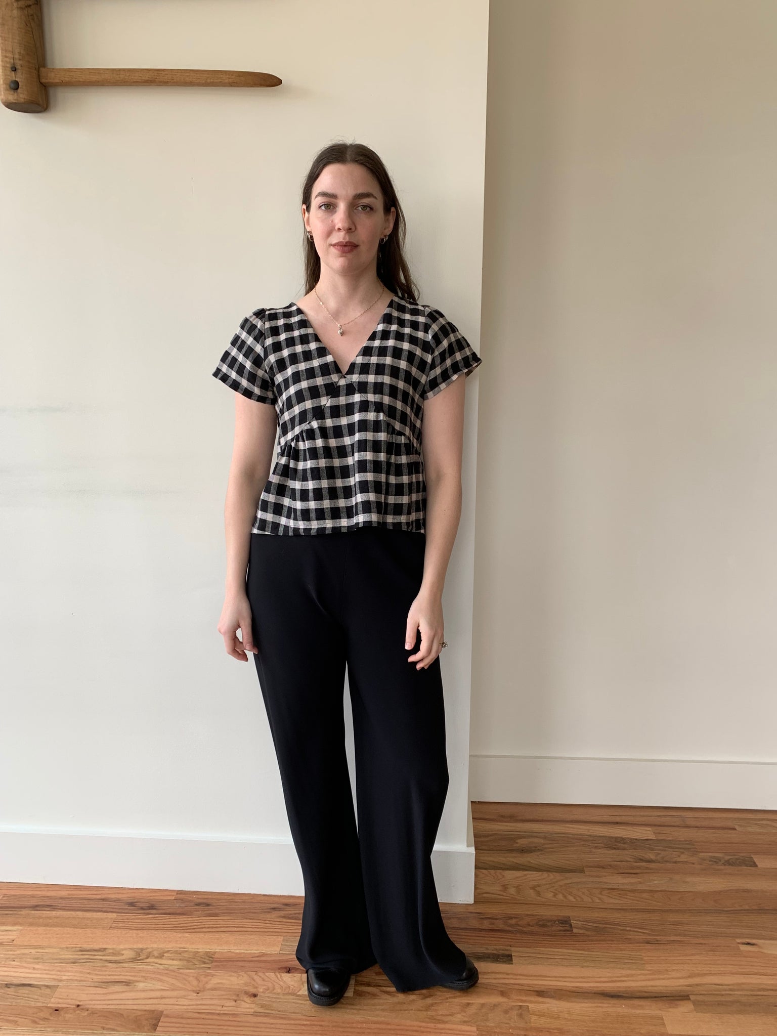 Buffalo check linen top