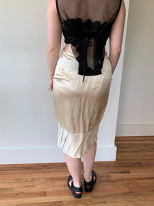 Silk and linen pleated skirt