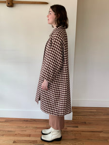 Brown houndstooth pea coat