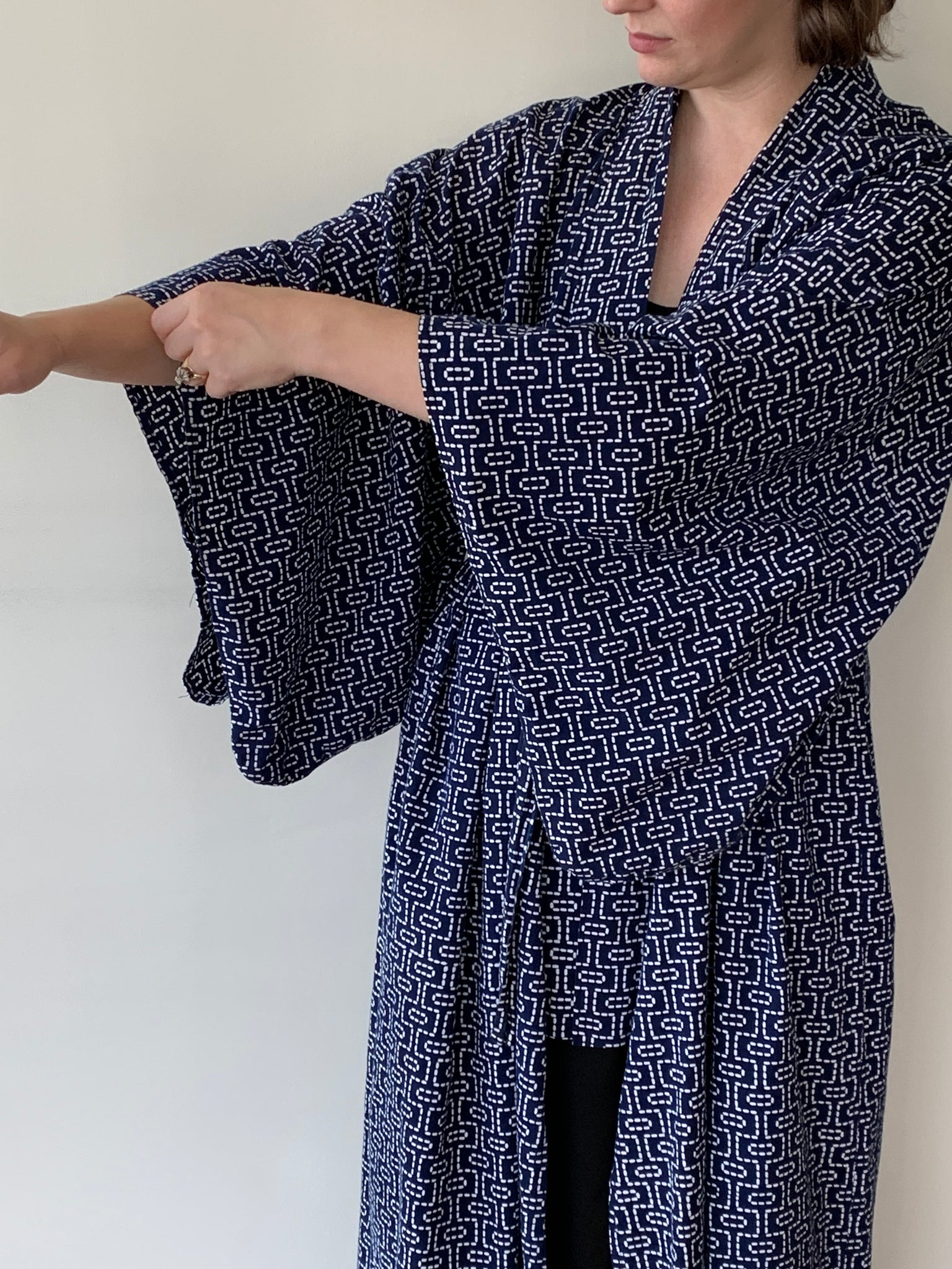 Navy cotton vintage kimono