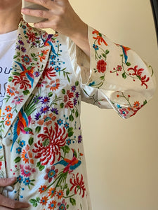 Vintage hand embroidered satin dress coat