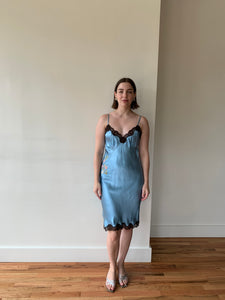 gold hawk blue slip dress