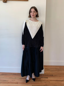Vintage micro pleated monochrome top
