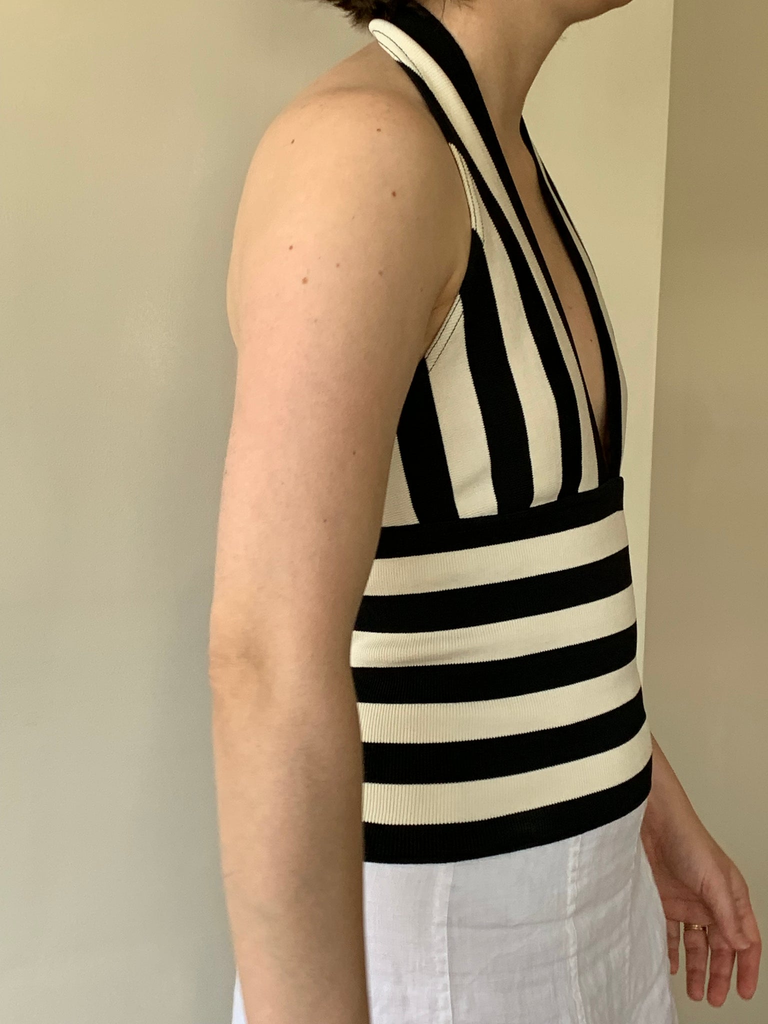 Block stripe halter top
