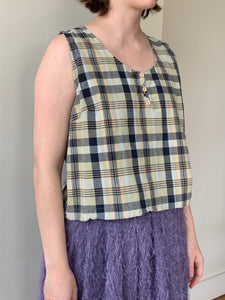 Cool tone cotton plaid top