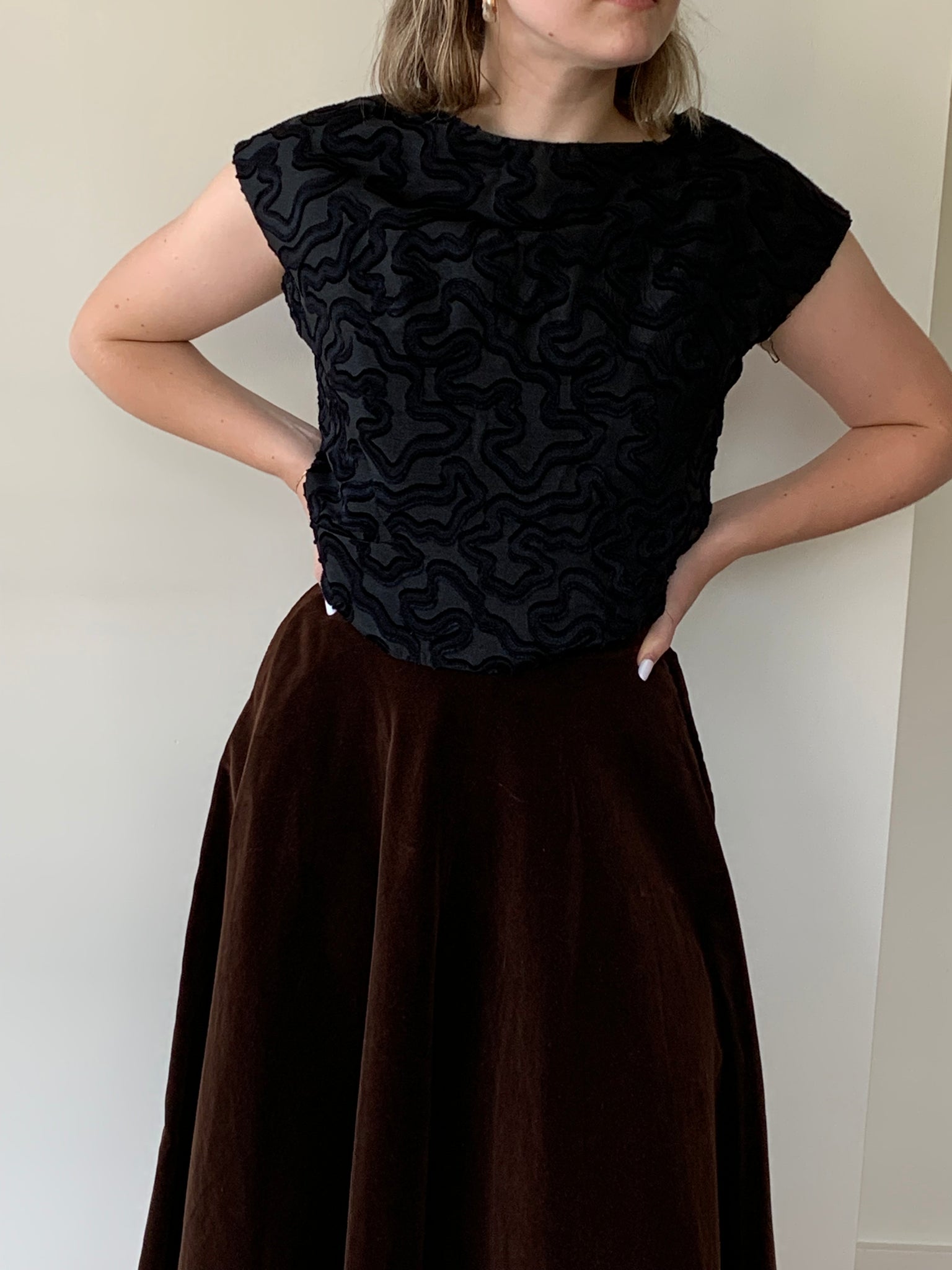 Brown velvet vintage skirt