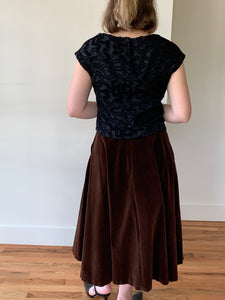 Brown velvet vintage skirt