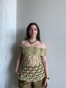Crochet off shoulder knit top