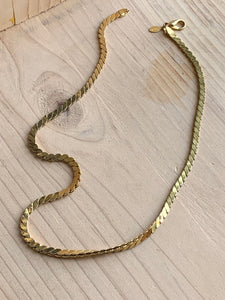 Gold flat snake chain necklace