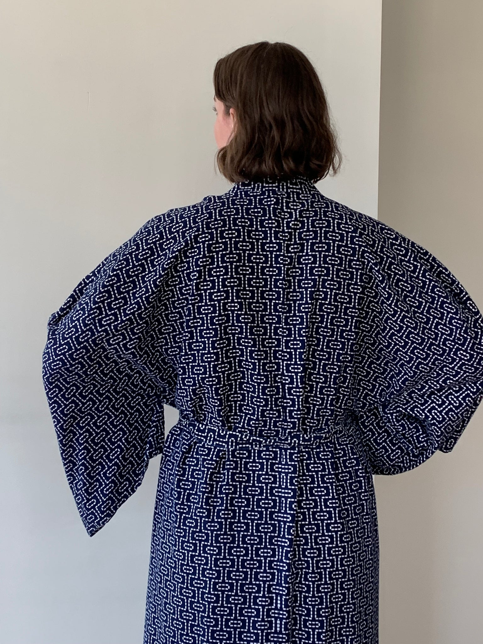 Navy cotton vintage kimono