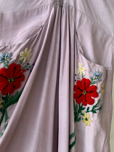 1930s embroidered midi dress