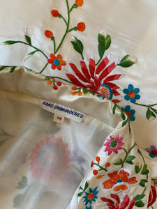 Vintage hand embroidered satin dress coat