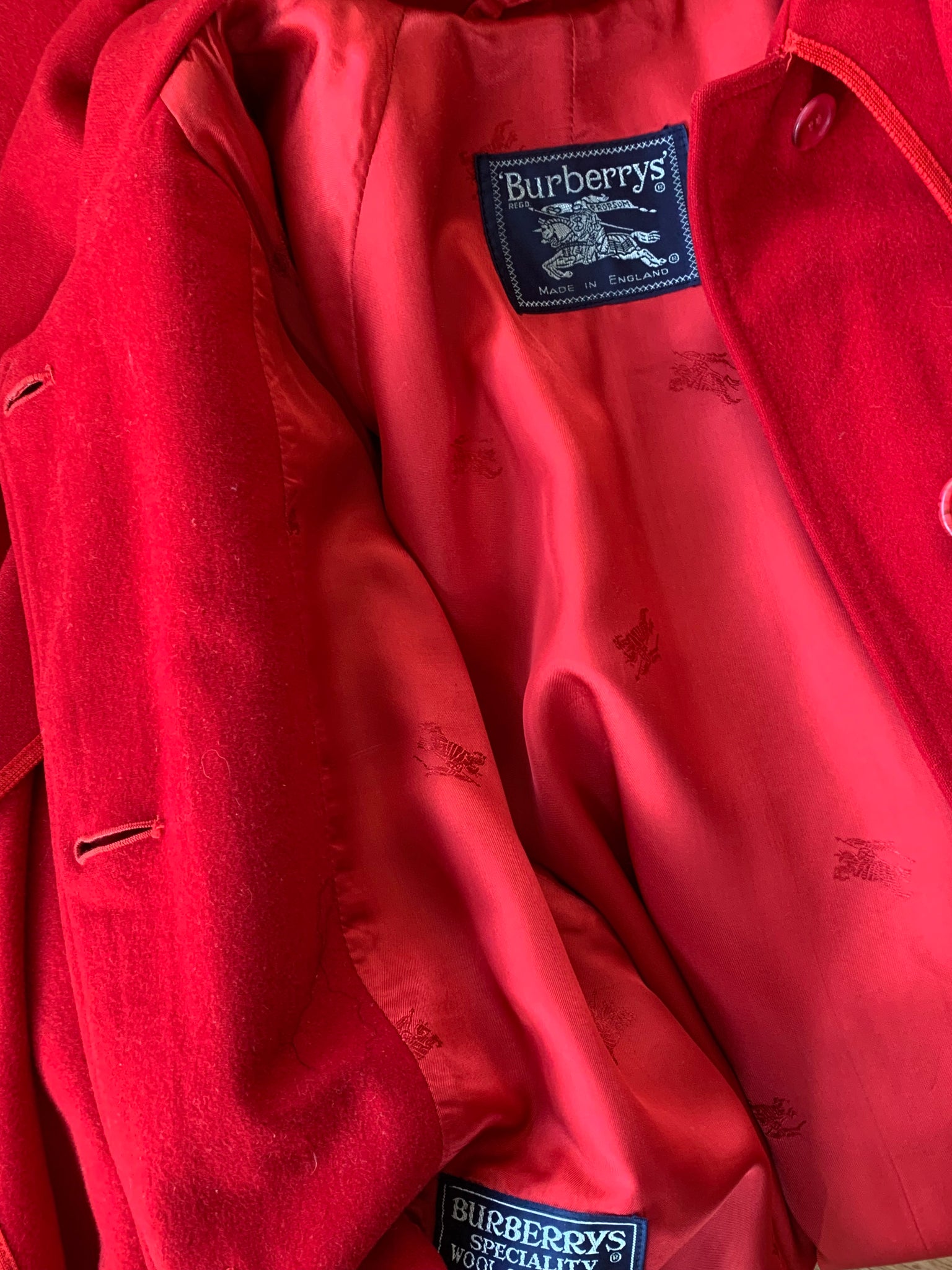Burberry red wool coat