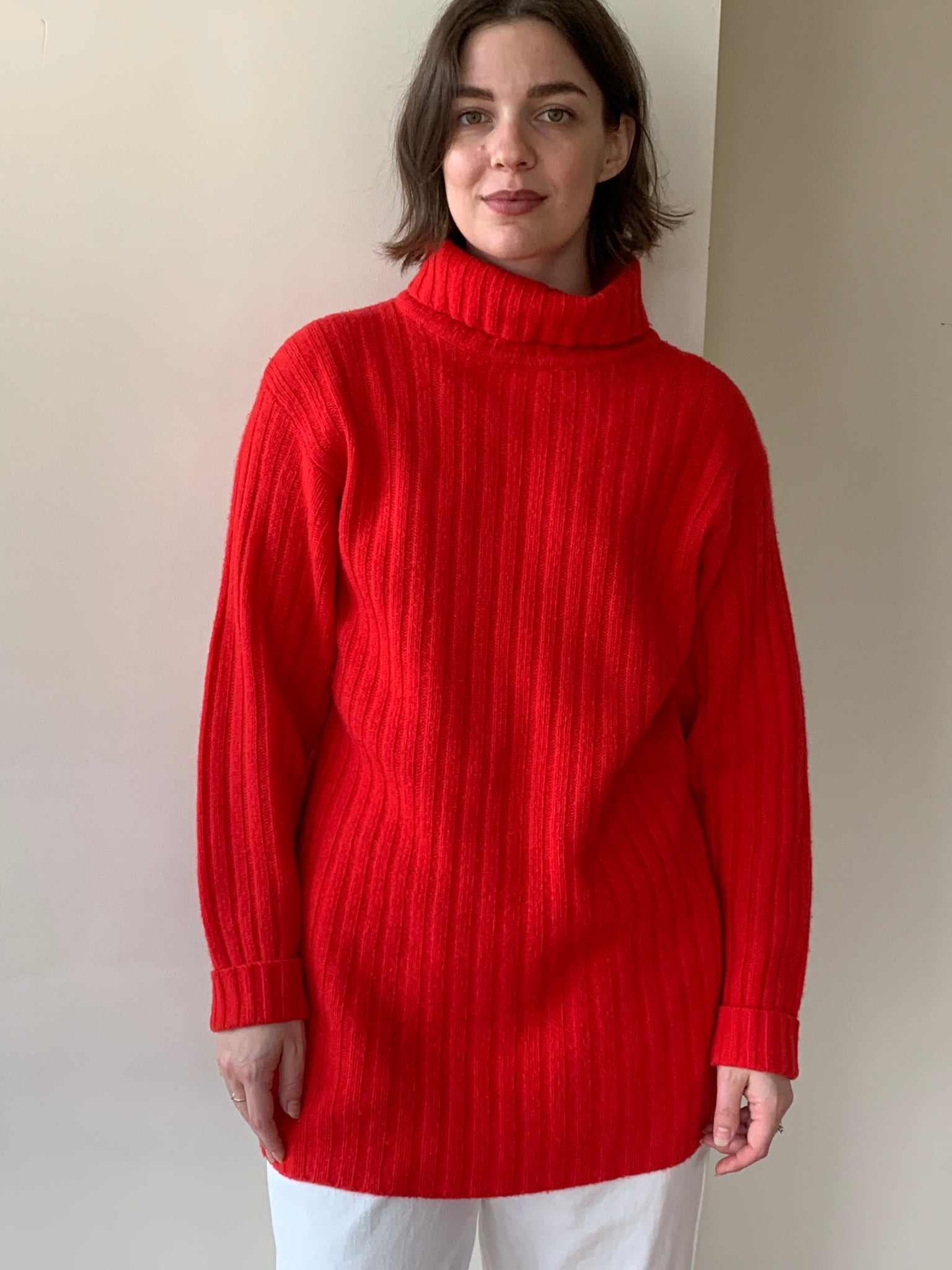 Vintage red wool turtleneck