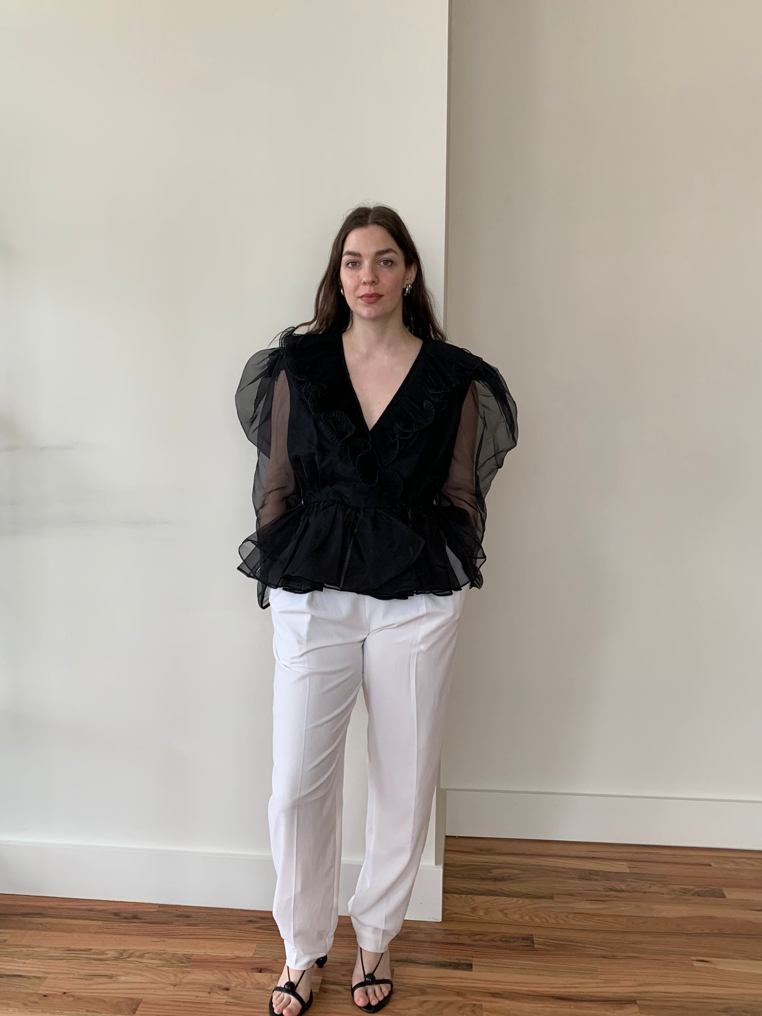 70s organza peplum top