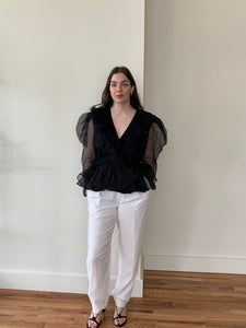 70s organza peplum top